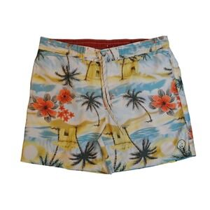 Caribbean Joe Tropical Palm Tree Hibiscus Swim Trunks Board Resort Shorts Men XL